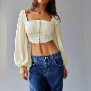 Urban Outfitters Cream Puff Sleeve Blouse
